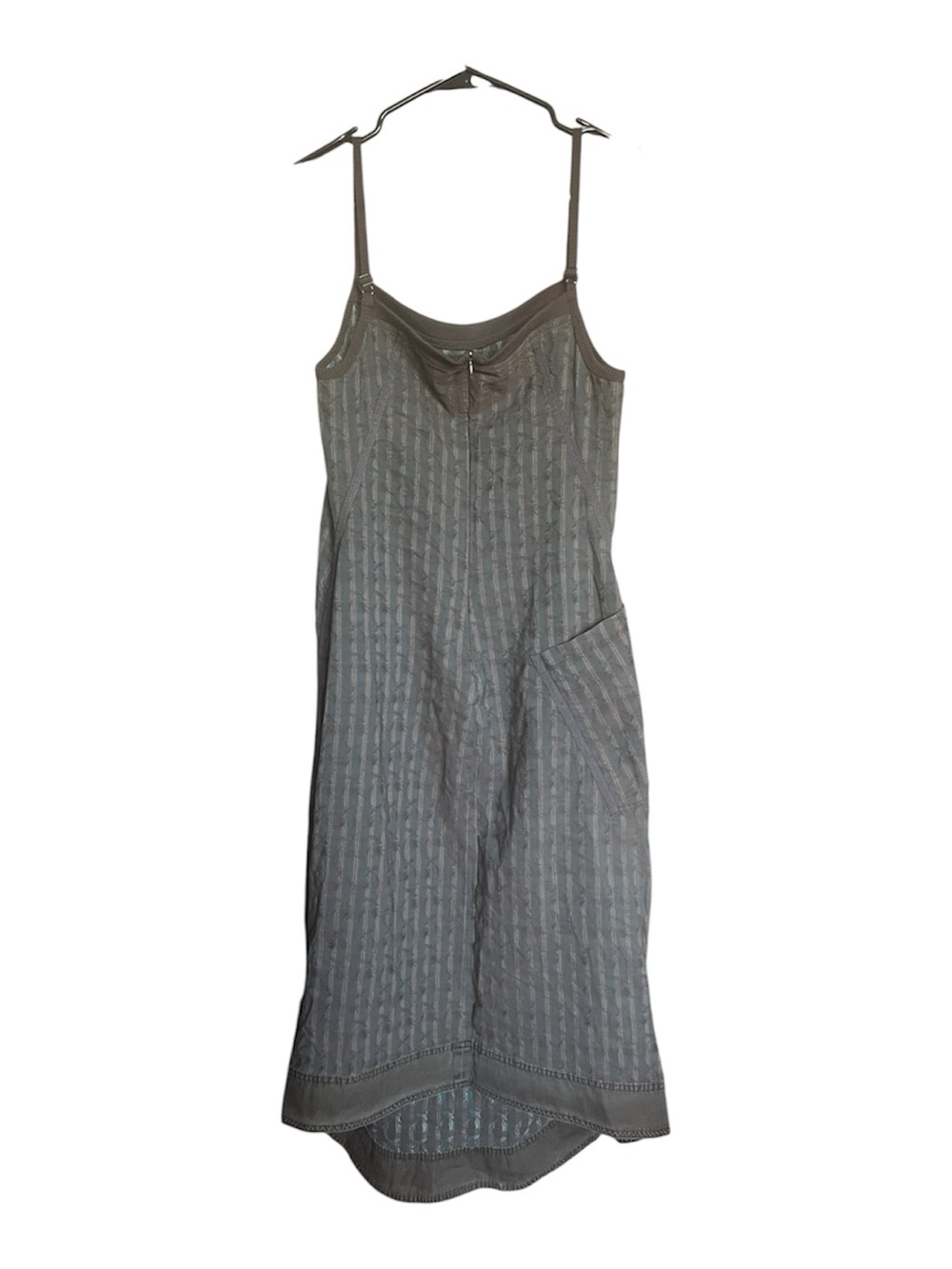 Y2K VTG Cop. Copine Fairy Grunge Midi Dress Gray SZ 40/M Striped Floral Skater - Picture 2 of 16